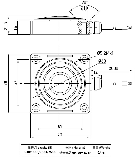 Capteur de pression de piézoélectrique de sonde de force de compression 500n à 2500n la force de pédale de freinage