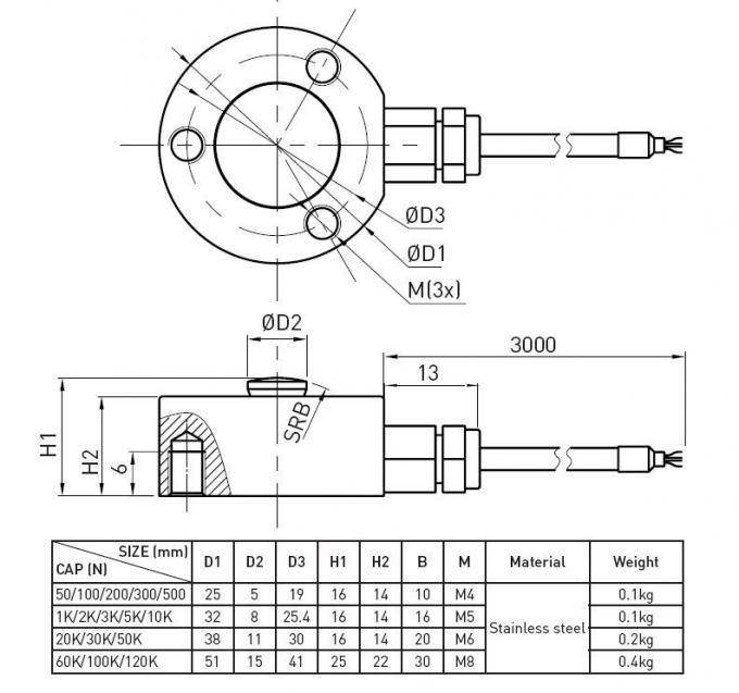 Type de compression de capteur de pression de piézoélectrique de jauge de contrainte de haute précision pour la balance