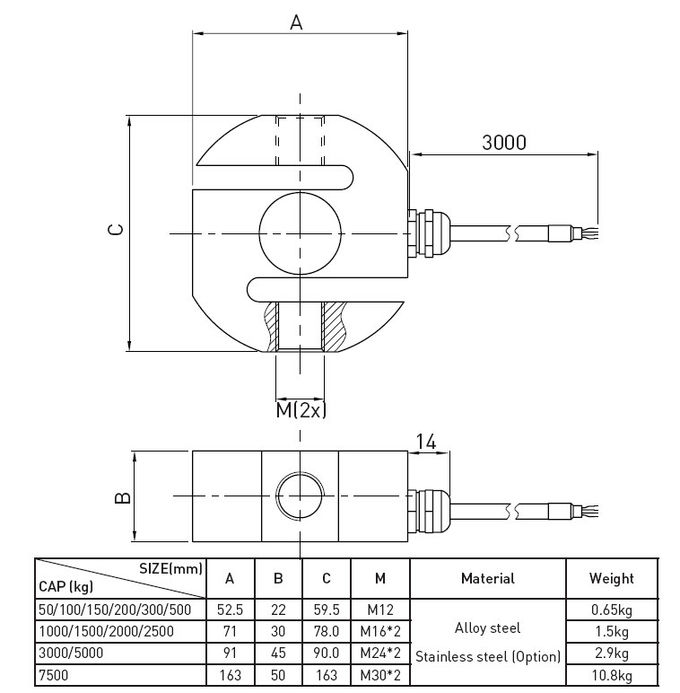 S - Dactylographiez le capteur de pression de piézoélectrique imperméable 500kg dans l'échelle mécanique et électrique