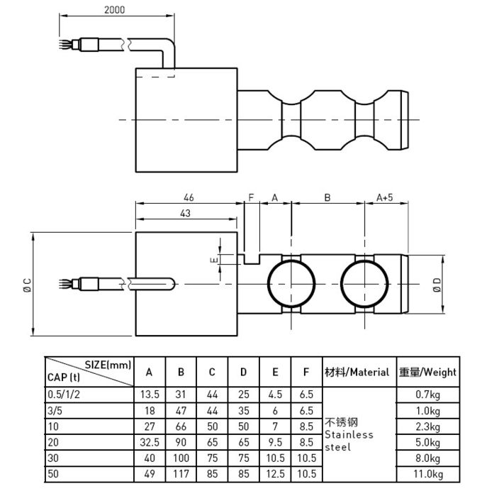Capteurs de pression de piézoélectrique capacitifs mécaniques de Pin de charge, transducteur de capteur de pression de piézoélectrique de grue