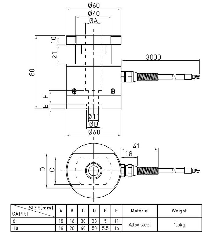 Capteur de pression de piézoélectrique compressif de jauge de contrainte de transducteur pesant 10t pour le réservoir