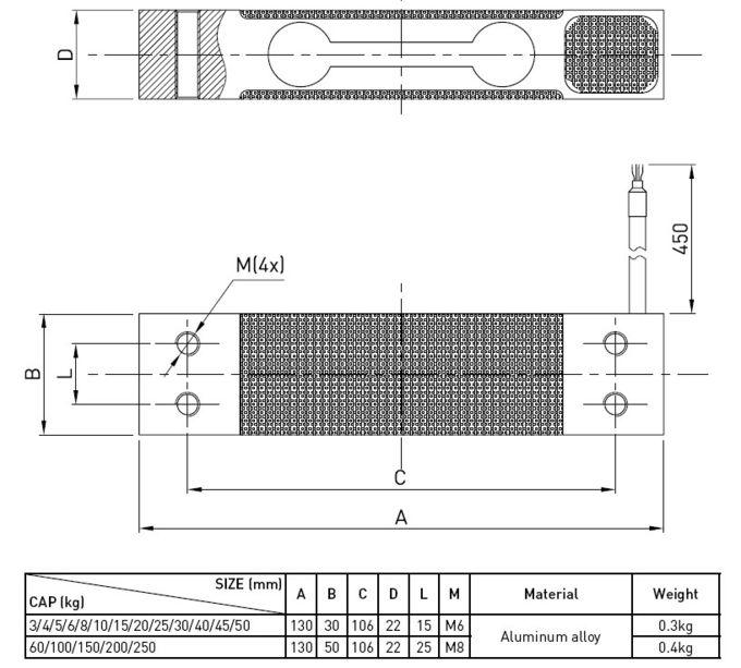 Capteur de pression de piézoélectrique de grande précision unique en aluminium de capteur de pression de piézoélectrique de faisceau de parallèle de capteur de pression de piézoélectrique