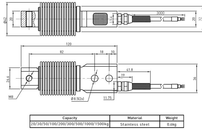 Type de recourbement industriel portatif capacité 50kg 100kg de compression de faisceau de capteur de pression de piézoélectrique