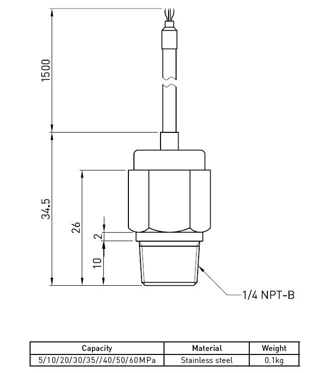Sonde micro de pression hydraulique de contact avec l'acier inoxydable 5Mpa à 60Mpa